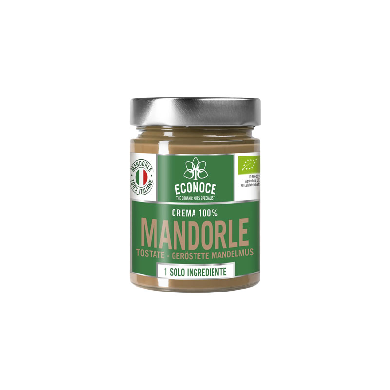 Barattolo di crema spalmabile 100% mandorle Econoce - Crema di Mandorle Tostate 300 g