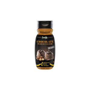 Bottiglia di sciroppo Servivita Chocolate Hazelnut 320 ml, topping al cioccolato e nocciola zero calorie.