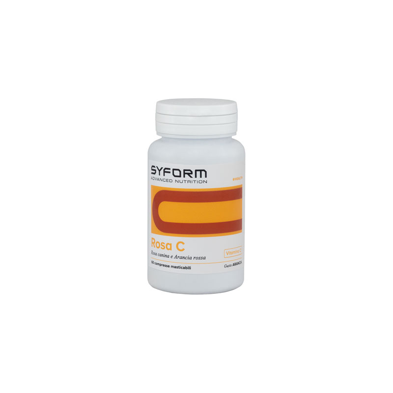 Confezione Syform Rosa C 60 cpr integratore con vitamina C naturale, bioflavonoidi e quercetina per difese immunitarie e benessere.