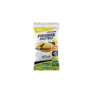 Why Nature Frisbee Proteici 30 g snack proteico low carb al cioccolato, ricco di fibre e povero di zuccheri.
