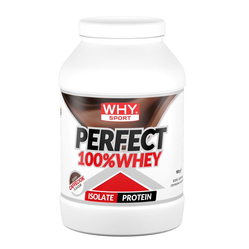 Barattolo di integratore alimentare Why - Perfect 100% Whey con proteine isolate Isolac.