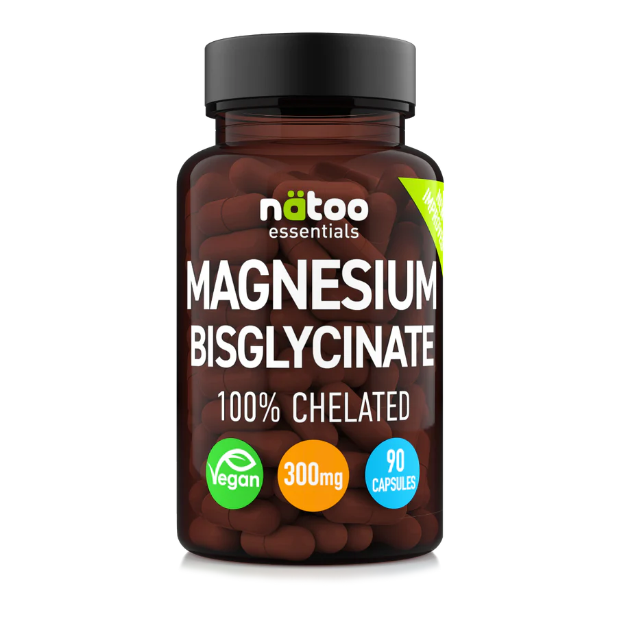 Confezione di Natoo Magnesio Biglicinato Chelato 100% Pharmagnesia®, integratore puro di magnesio bisglicinato ad altissima biodisponibilità.