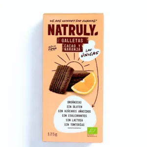 Confezione da 125g di Frollini Bio Natruly senza glutine, senza lattosio e senza zuccheri aggiunti.