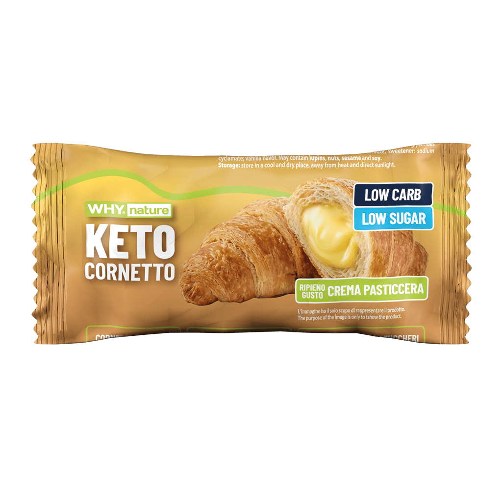 Confezione di Why Nature Cornetto Keto 50g per colazione proteica e low carb
