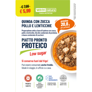 Piatto pronto proteico Why Nature Quinoa con zucca pollo e lenticchie 270g