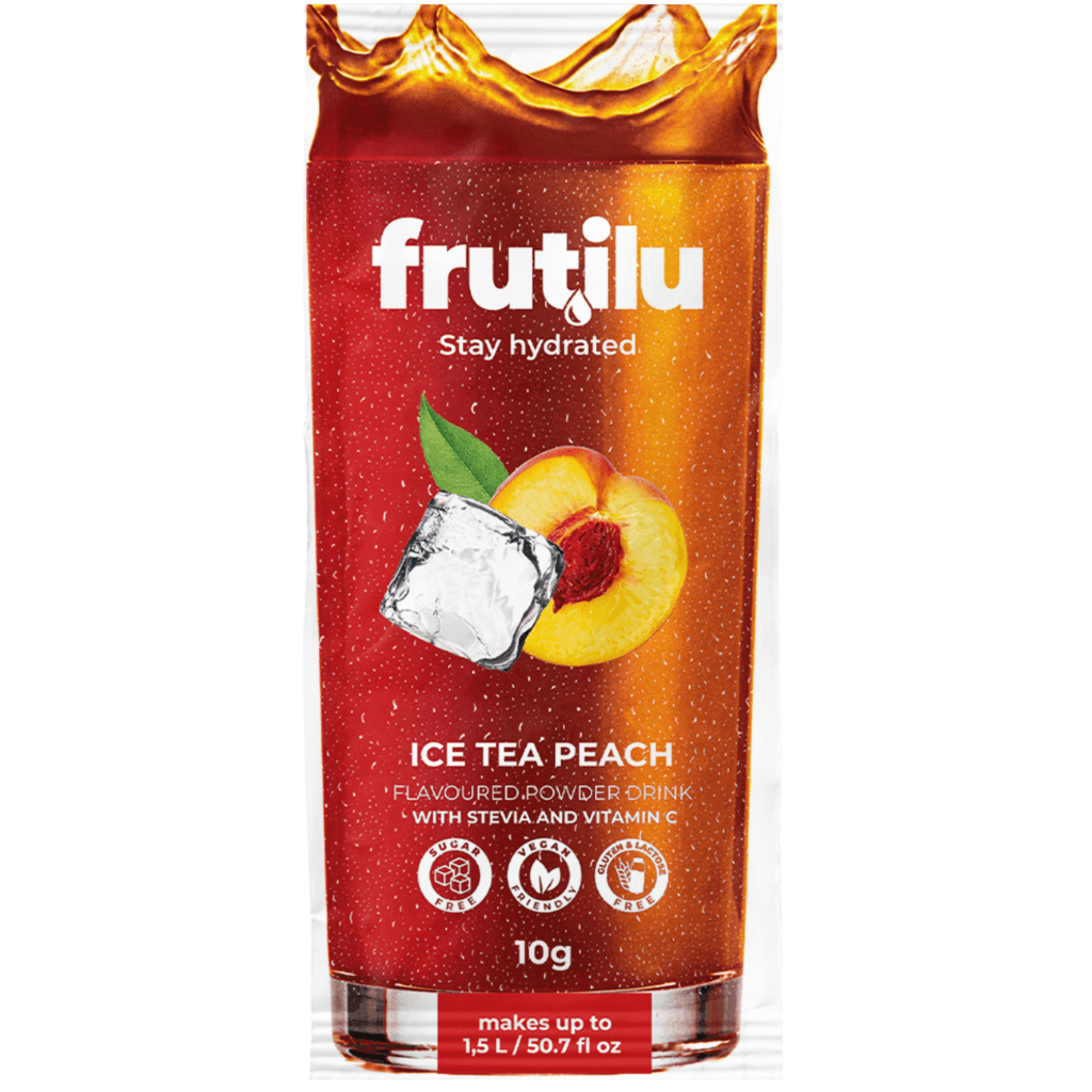Bustina da 10g di Frutilu Bevanda Istantanea alla frutta in polvere senza zucchero con Stevia e Vitamina C.